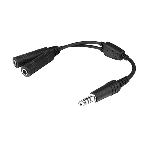 Stealth Headset Adapter - Dual GA Plugs to Single U-174 Helicopter Plug