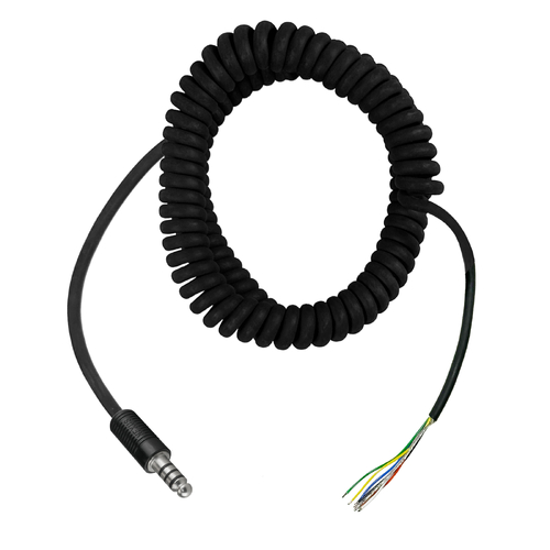 Pilot Communications Replacement Helicopter Headset Main Lead with Coiled Cord U-174 Helicopter Plug