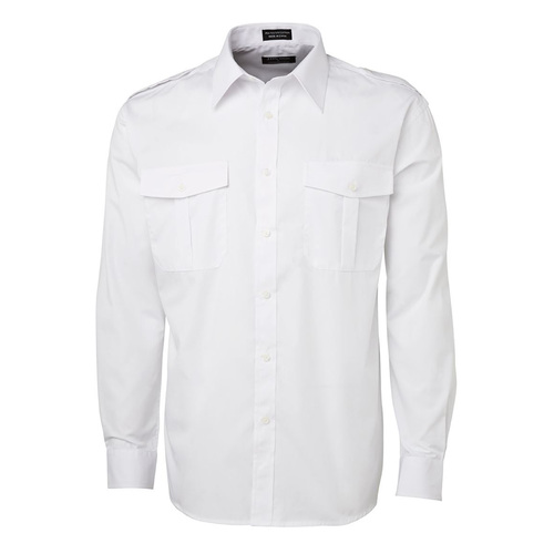 JB's Wear White Mens Epaulette Shirt - Long Sleeve