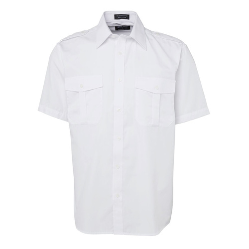 JB's Wear White Mens Epaulette Shirt - Short Sleeve