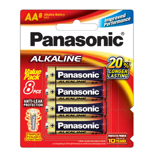 Panasonic AA Alkaline Batteries 8 Pack
