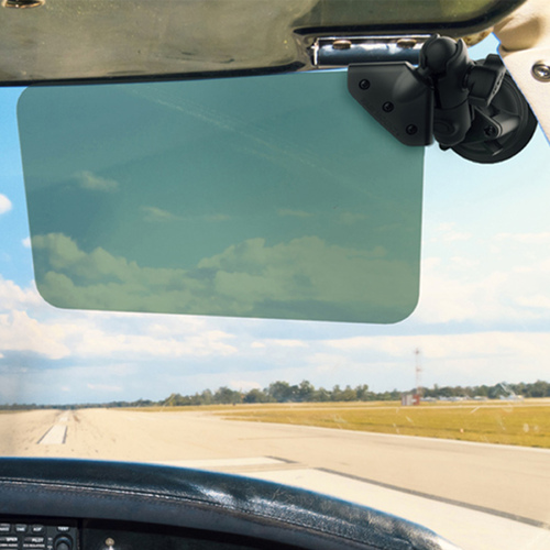 RAM® Dark Green Sun Visor with 1" Ball and Suction Cup Mount: 50% Tint